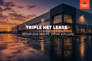 Triple net lease explained diagram showing base rent, property taxes, insurance, and CAM in warehouse leasing strategy