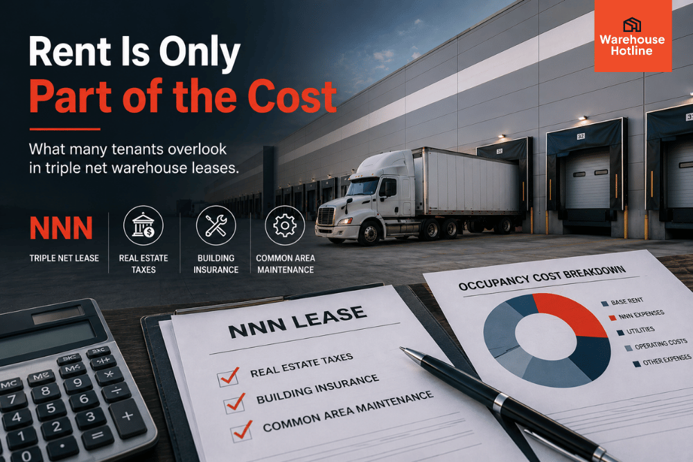What is a triple net lease NNN expenses, occupancy cost breakdown, warehouse loading docks, and industrial leasing operational costs.