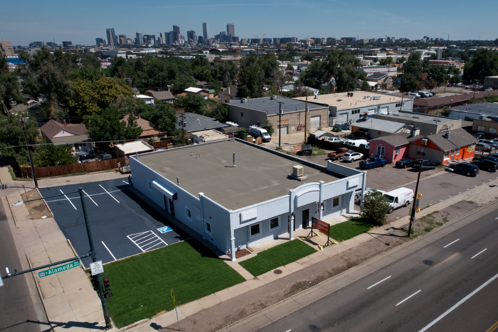 Warehouse for lease in Denver at 1591 W. Alameda Avenue leased through 2029.